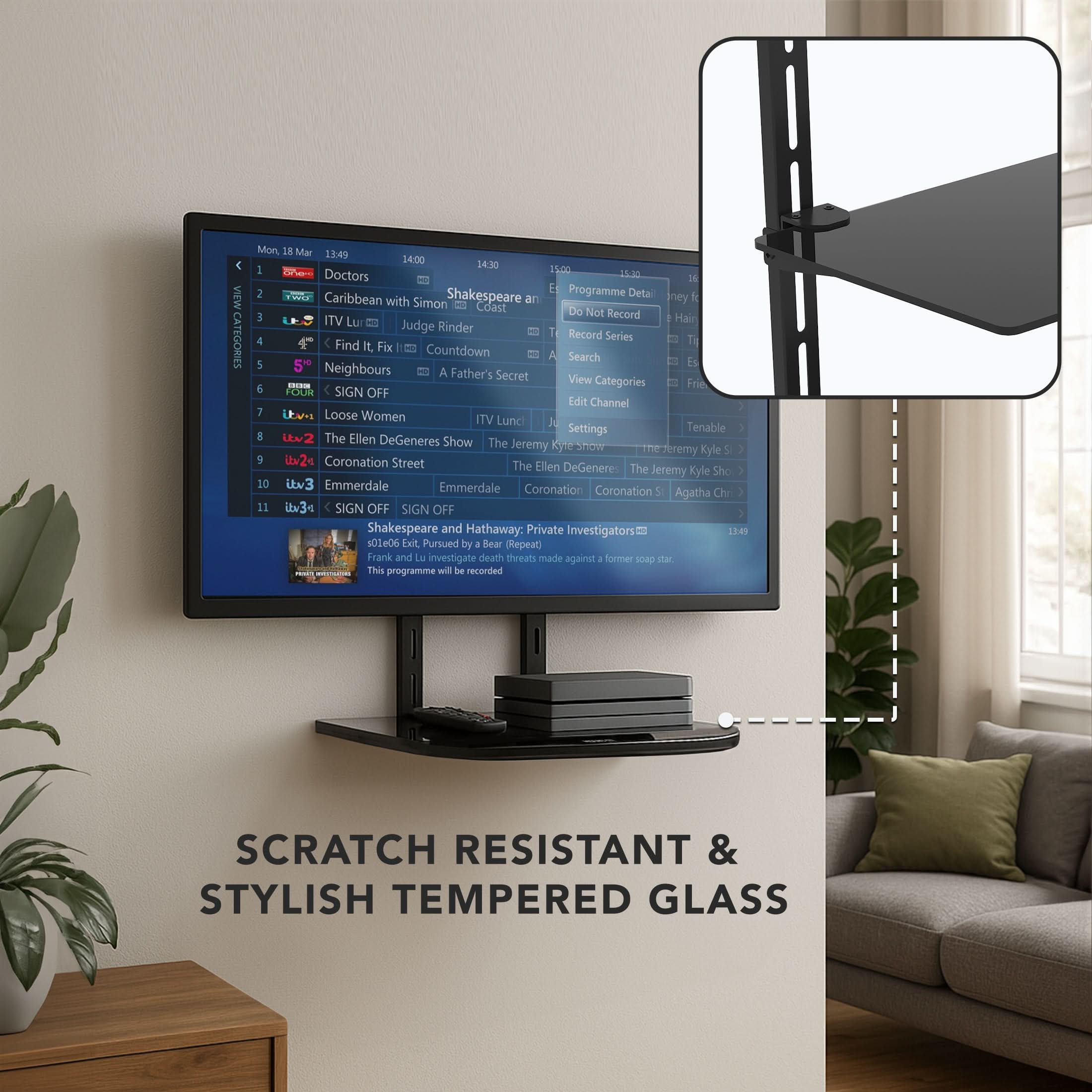 VIEW CATEGORIES  
Mon 18 Mar 13:49 14:00 S40 1 M FL0e 2110  
1. Doctors  
2. Caribbean Shakespeare with Simon and the Coast  
3. Judge Rinder  
4. Find It, Fix It - Countdown  
5. Neighbours - A Father's Secret  
6. Loose Women  
7. The Ellen DeGeneres Show  
8. The Jeremy Kyle Show  
9. Coronation Street  
10. Emmerdale  
11. Shakespeare and Hathaway: Private Investigators - Exit Pursued by Bear  
12. SIGN OFF  

Programme Details  
Do Not Record  
Record Series  
Search  
View Categories  
Edit Channel  
Settings  

Frank and Lu investigate death threats made against a former soap star.  
This programme will be recorded  

SCRATCH RESISTANT & STYLISH TEMPERED GLASS