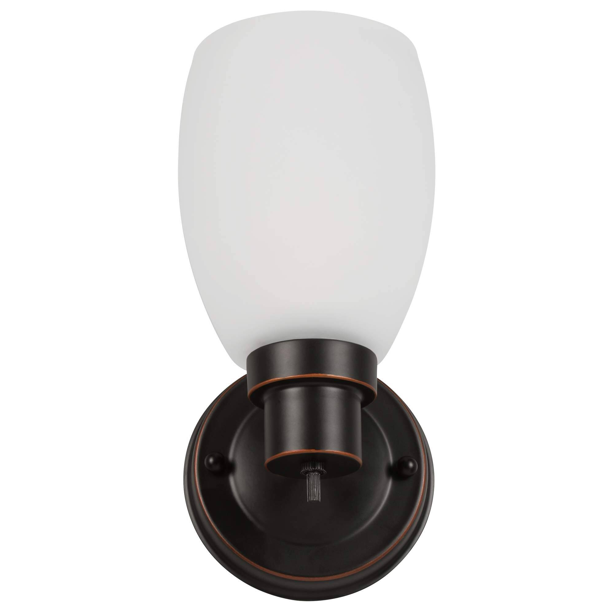 Left. Earthley Blooms - Lydia Wall Sconce Oil Rubbed Bronze Finish Frosted Glass Shade Dimmable With Twist On off For Hallway Foyer - Matte Black Frosted White Glass.