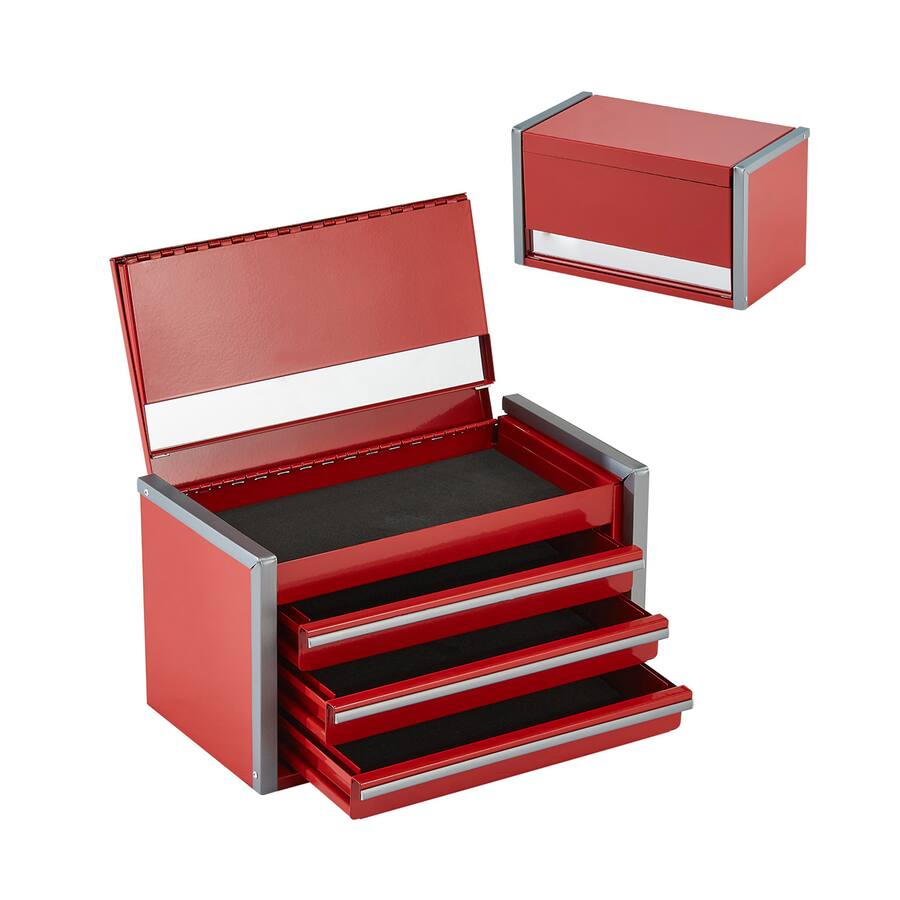 Compact Tools Storage LOVMOR 8.6 Inch Portable Metal Tool Box 3 Drawer Compact Tool Storage ...