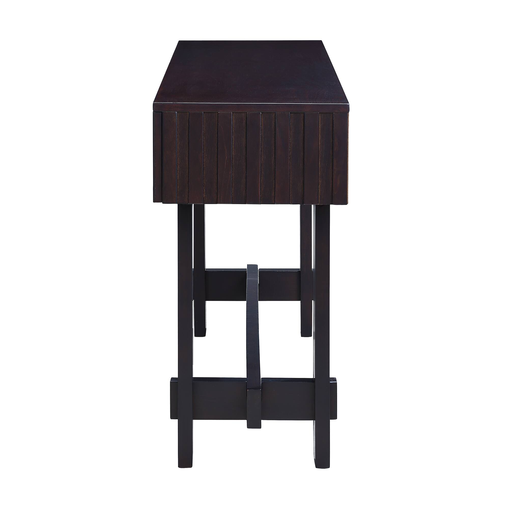 Alt View 10. GOODSILO - Modern Farmhouse Fluted Console Table with Storage Drawers - Solid Wood Legs, Versatile Entryway Sofa Table - Espresso.