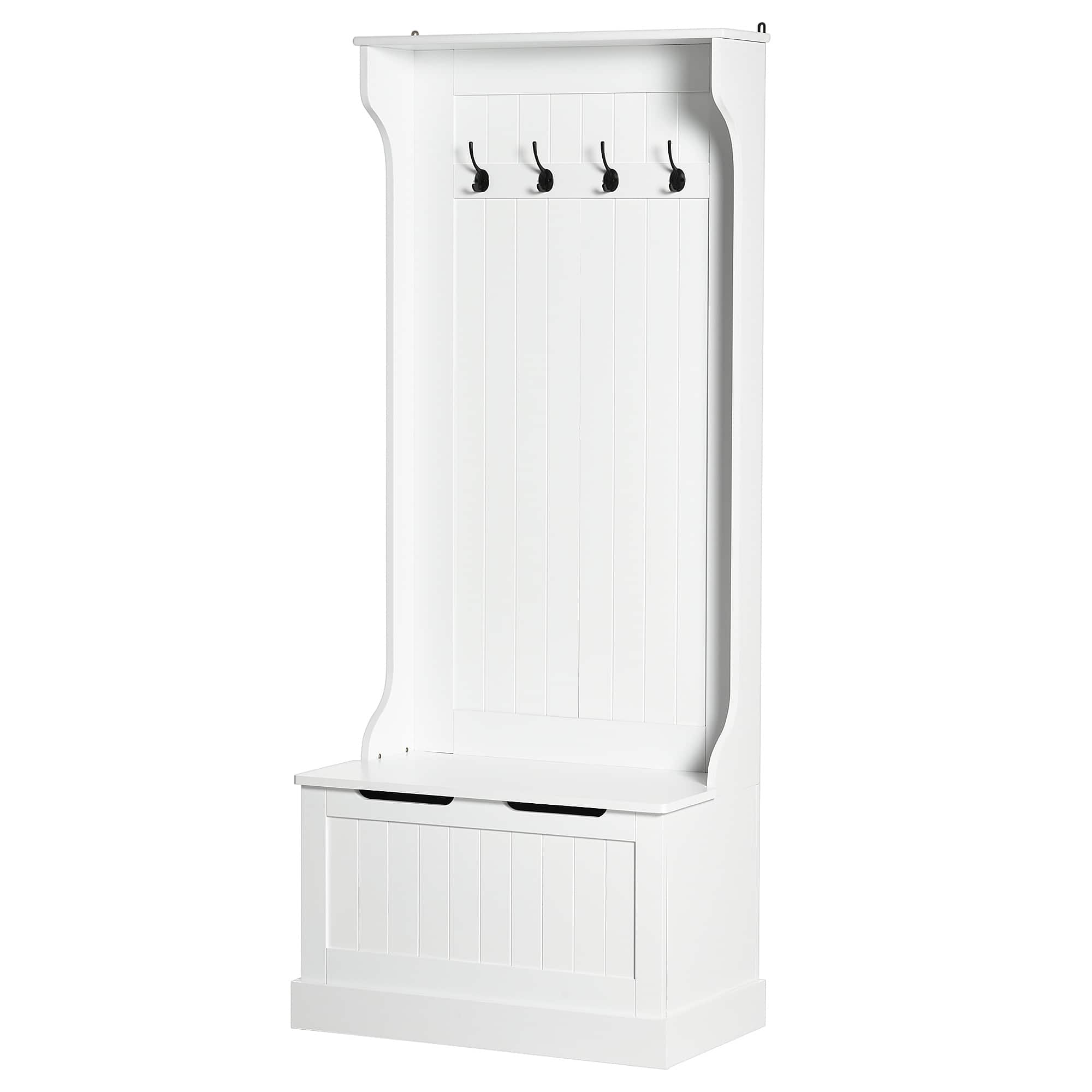 Homcom - Hall Tree with Coat Rack, Storage - White