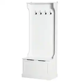 Homcom - Hall Tree with Coat Rack, Storage - White