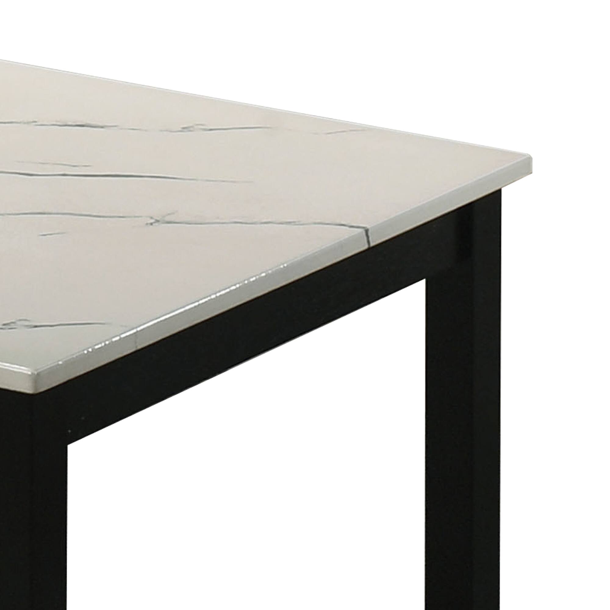 Alt View 2. Vaczon - Faux Marble Table Set, Coffee Table & 2 Side Tables, Solid Wood Legs and Engineered Wood Frame - White.