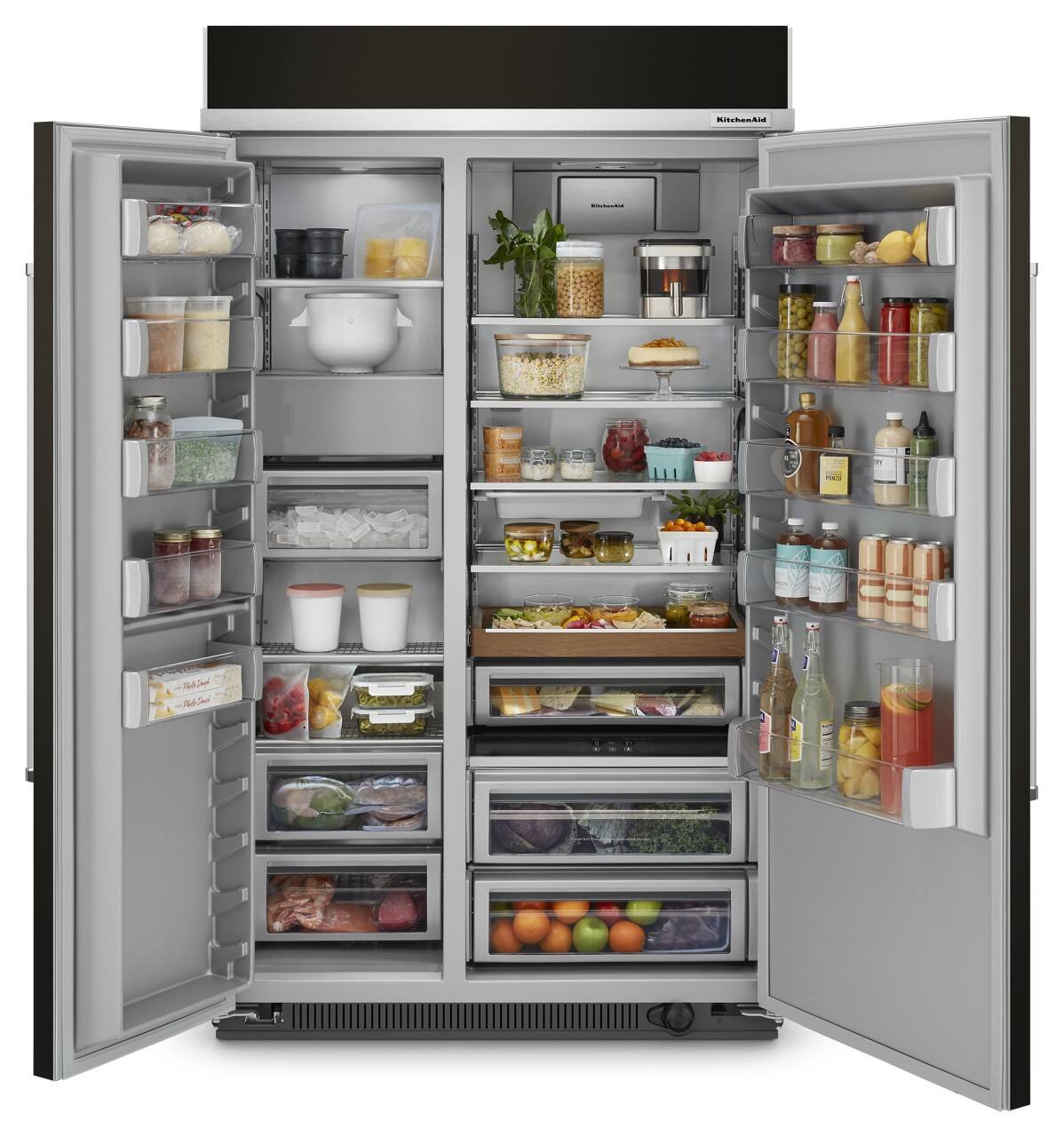 Alt View 2. KitchenAid - 30 Cu. Ft. Side-by-Side Refrigerator with Under-Shelf Prep Zone - Black Stainless Steel with PrintShield Finish.