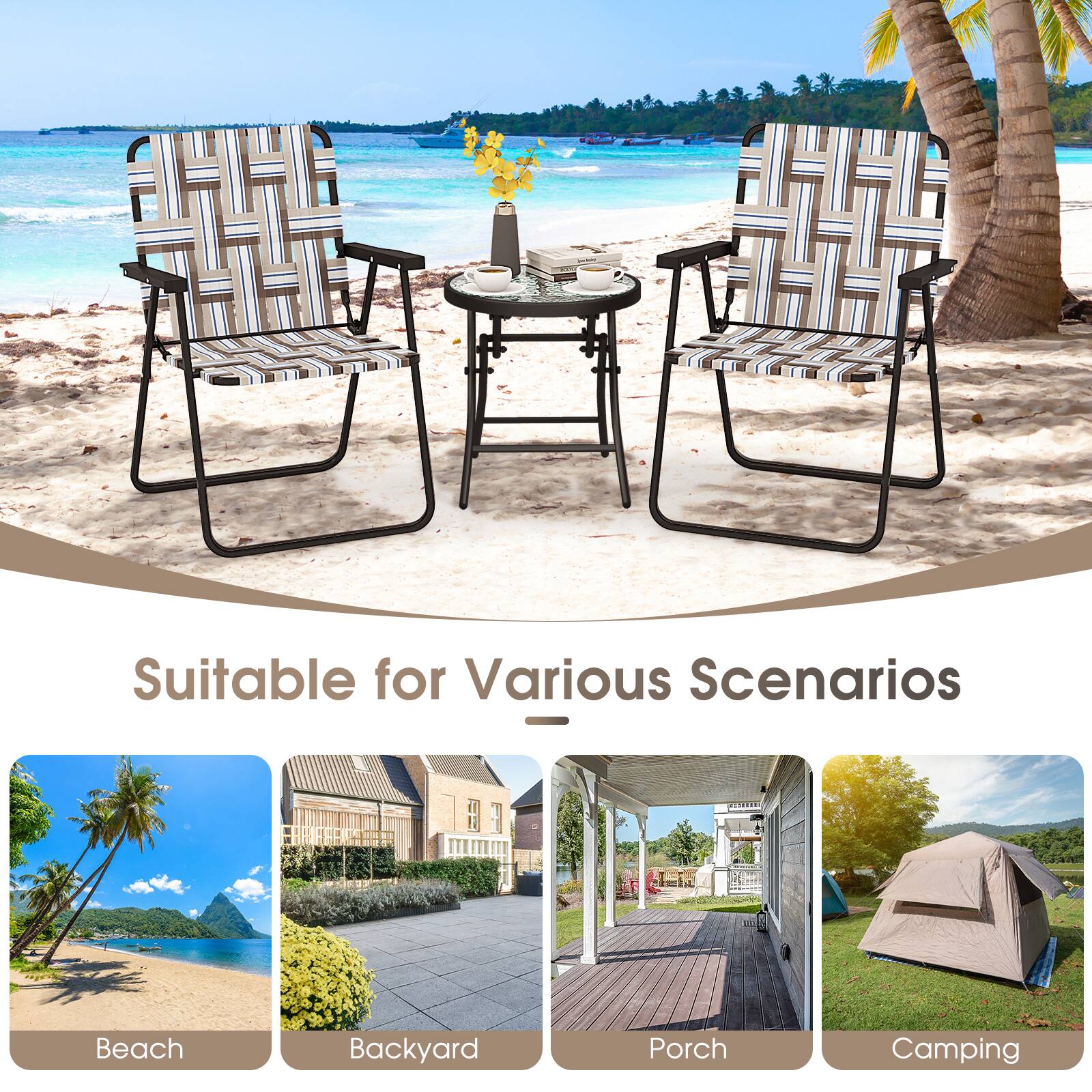Suitable for Various Scenarios

- Beach
- Backyard
- Porch
- Camping