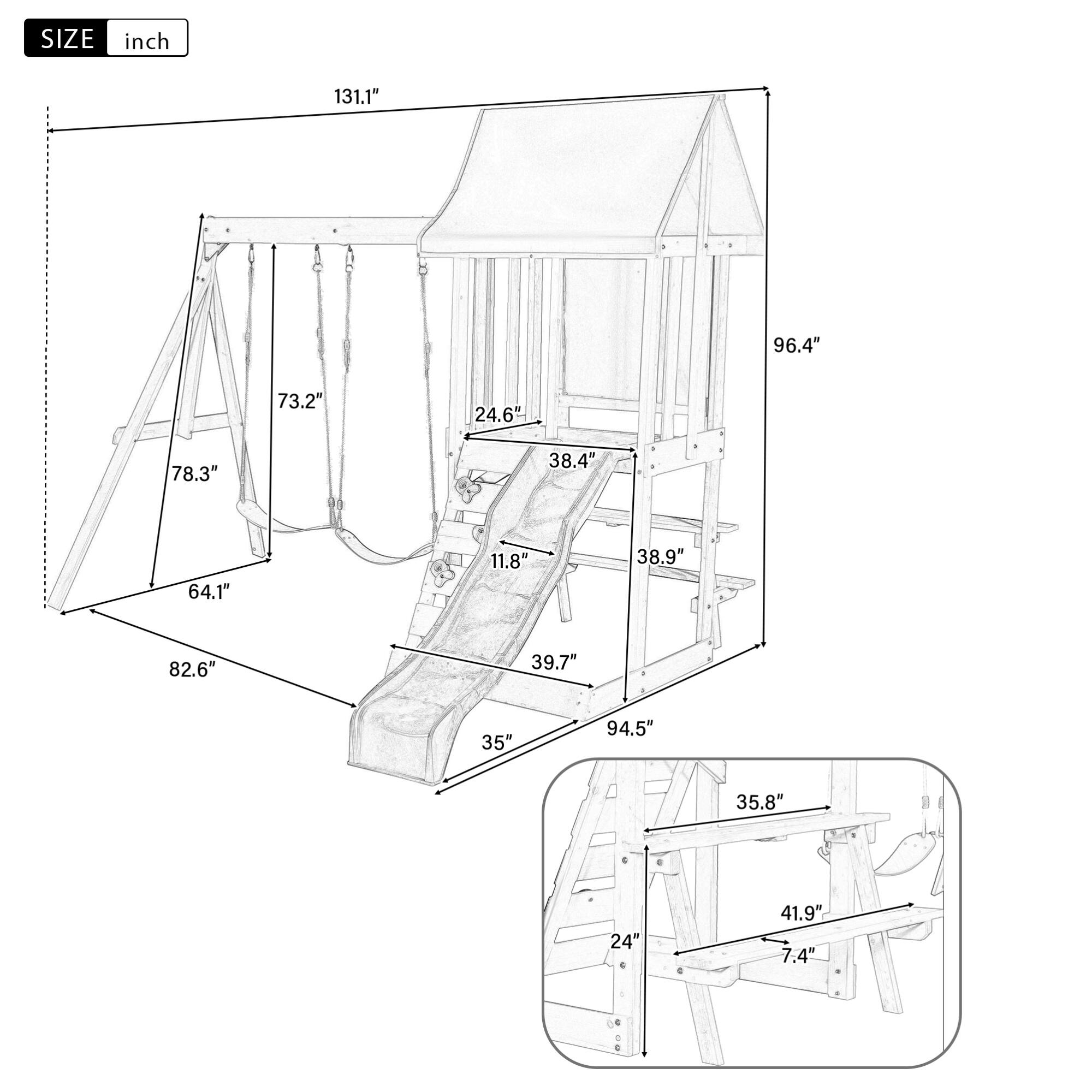Sure, here is the corrected and grouped text from the image:

**SIZE inch**

- 131.1"
- 96.4"
- 73.2"
- 24.6"
- 78.3"
- 38.4"
- 64.1"
- 11.8"
- 38.9"
- 82.6"
- 39.7"
- 35"
- 94.5"
- 35.8"
- 24"
- 41.9"
- 7.4"