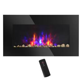 Loheer - 28.5 inch wall mounted electric fireplace 1500W Heater - Black