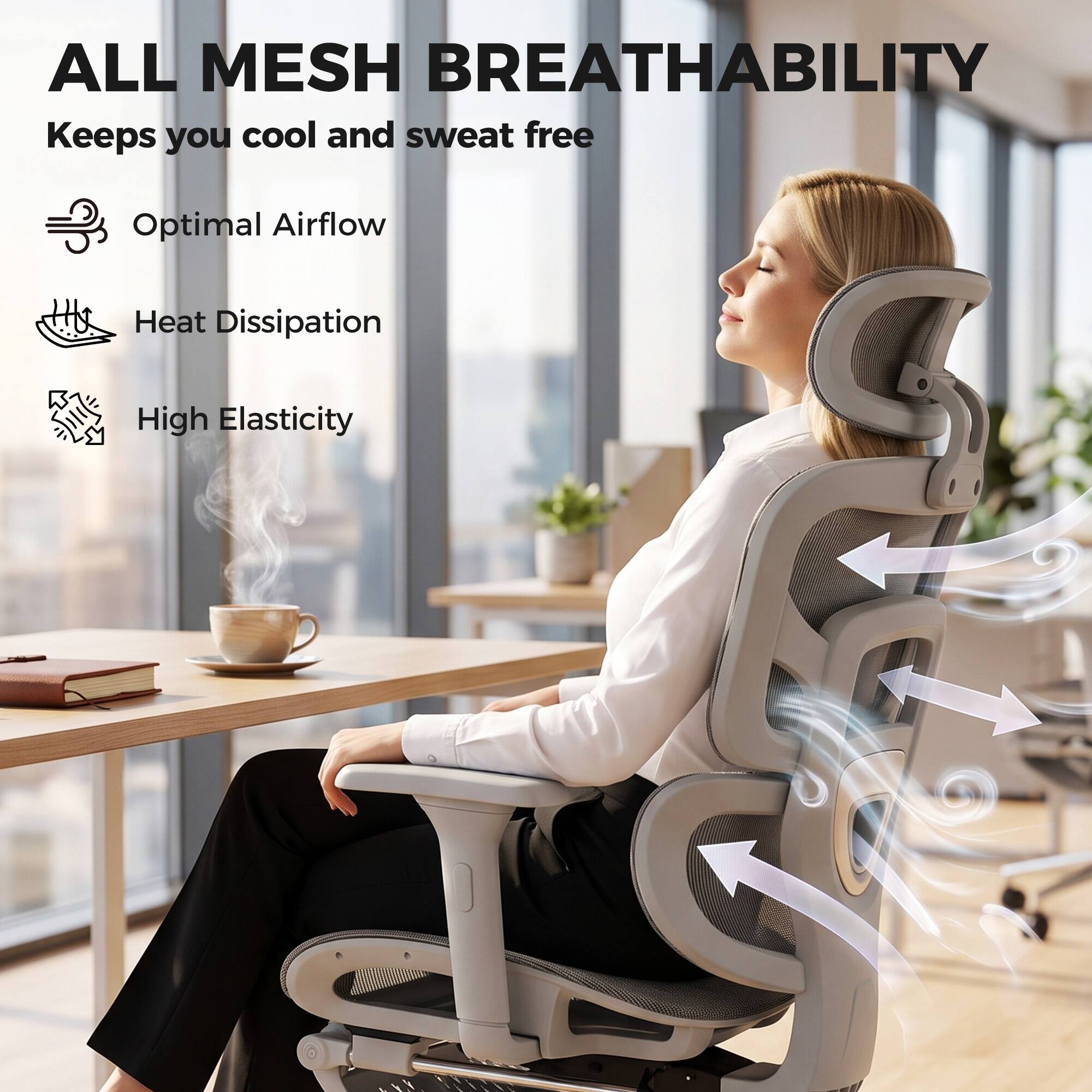 ALL MESH BREATHABILITY  
Keeps you cool and sweat free

- Optimal Airflow
- Heat Dissipation
- High Elasticity