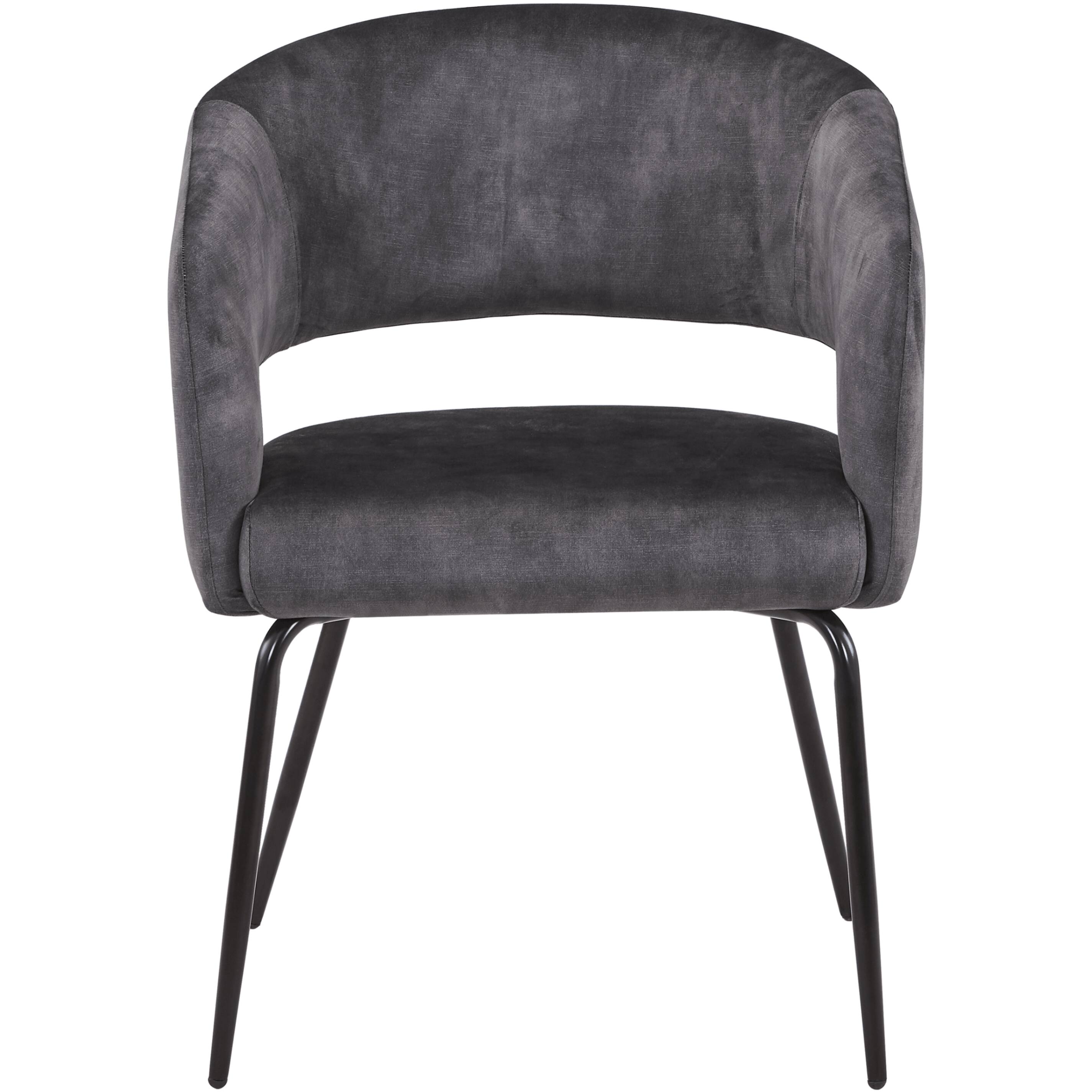 Alt View 2. LeisureMod - Gavin Modern Upholstered Dining Chair, Open Back Velvet/PU Leather Accent Chair with Metal Legs - Charcoal Velvet.