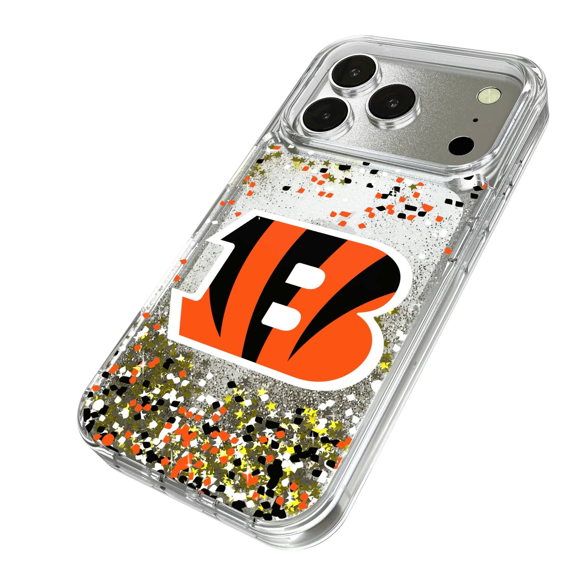 Alt View 1. Keyscaper - Cincinnati Bengals iPhone Glitter Case with Confetti Design - 16 Pro Max - Multicolor.