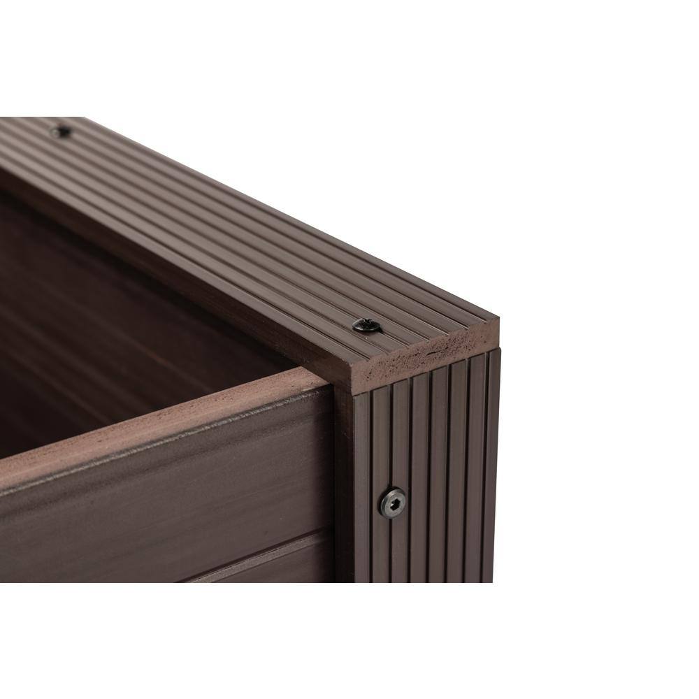 Back. New Age Pet - 24" ECOFLEX Square Planter, Walnut - Walnut.