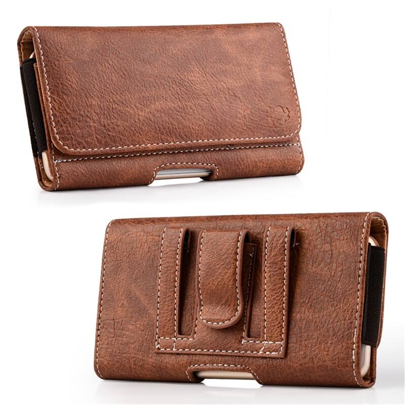 Front. LUXMO - LUXMO Large Horizontal Universal Phone Pouch - Brown - Brown.