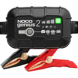 NOCO - GENIUS2: 2A Smart Battery Charger – 6V/12V – Automatic Maintainer & Trickle Charger – For Lead-Acid & Lithium
