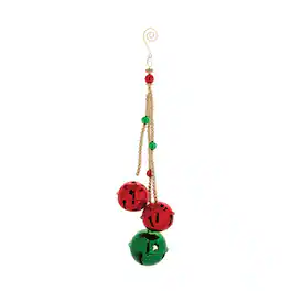 BreeBe - Sleigh Bell Drop Ornament (Set of 6) - Gold, Green, Red
