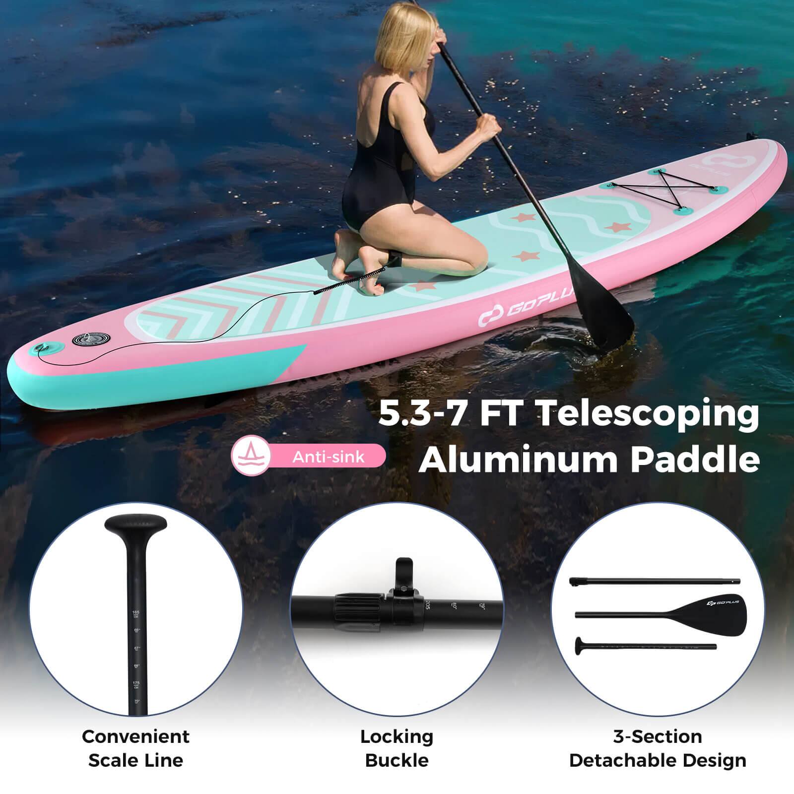 GOPLU 5.3-7 FT Telescoping Anti-sink Aluminum Paddle  
Convenient Scale Line  
Locking Buckle  
3-Section Detachable Design