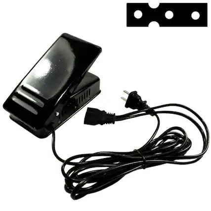 Front. HQRP - Foot Pedal Controller with Power Cord for Singer 14U Serger Sewing Machines - 3-Pin Connector.