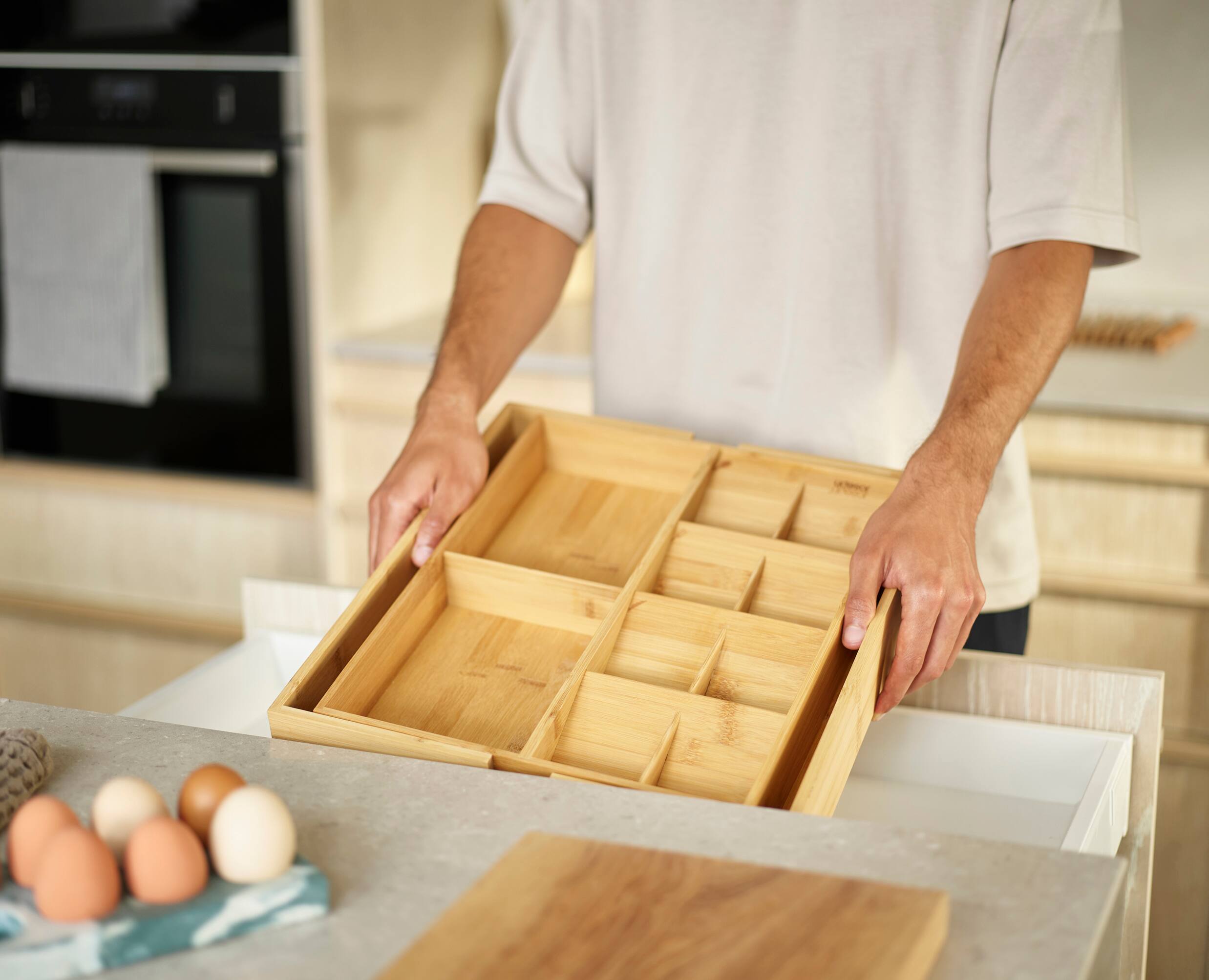 Alt View 2. Joseph Joseph - DrawerStore Bamboo Expandable Cutlery, Utensil and Gadget Organizer.
