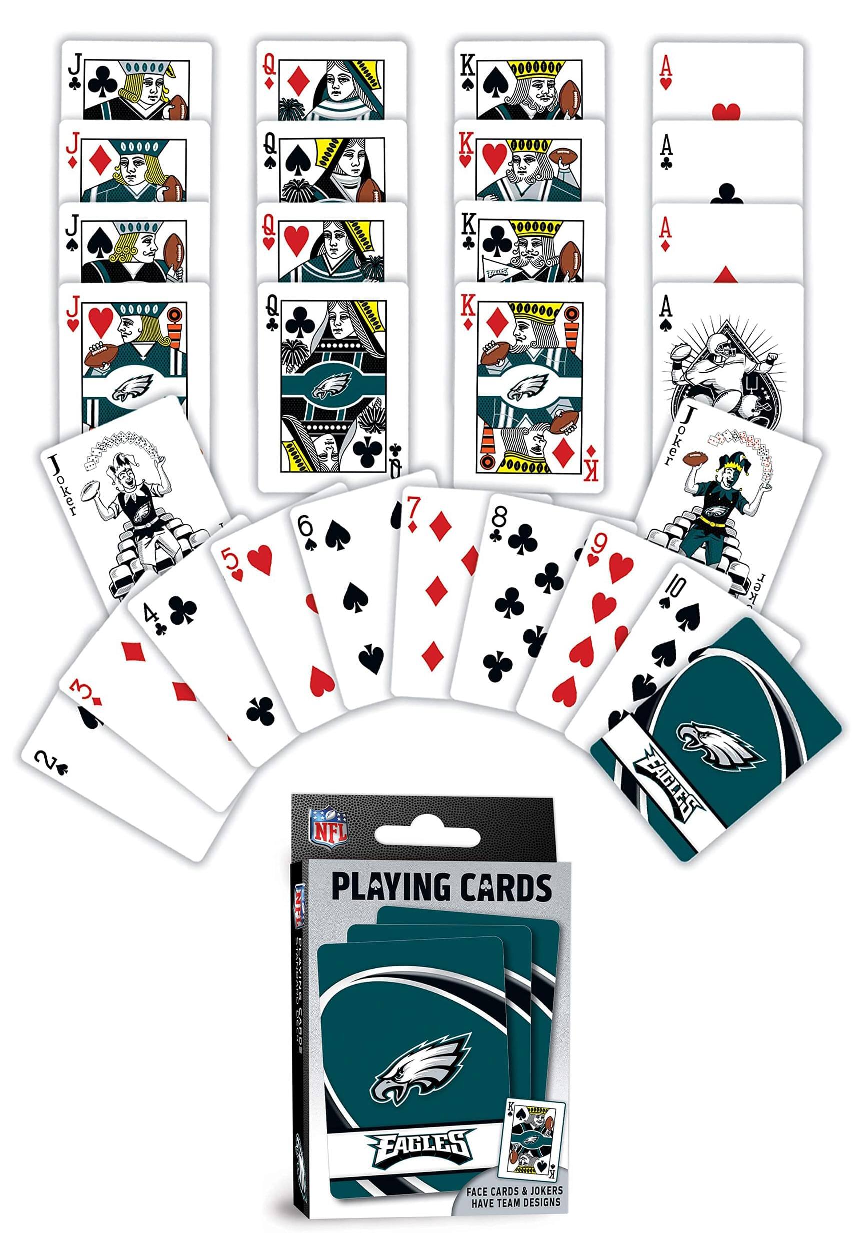 Sure, here is the corrected and grouped text from the image:

---

**NFL PLAYING CARDS**

**EAGLES**

**FACE CARDS & JOKERS HAVE TEAM DESIGNS**

---

**J 00..0 Q  K 0000000 A J ..... Q  K 00000 A J J ..... .....  Q Q   K 00000 1 K 000000   A A J ! 4 5 ...... 000 6 fl 7  00000 8 K 9 OKet I0 Jax 3 ?**

---

**PLAYING CARDS**

**FACE CARDS & JOKERS HAVE TEAM DESIGNS**

---

**EAGLES**

---

**NFL**

---

**EAGLES**

---

**EAGLES**

---

**EAGLES**

---

**EAGLES**

---

**EAGLES**

---

**EAGLES**

---

**EAGLES**

---

**EAGLES**

---

**EAGLES**

---

**EAGLES**

---

**EAGLES**

---

**EAGLES**

---

**EAGLES**

---

**EAGLES**

---

**E