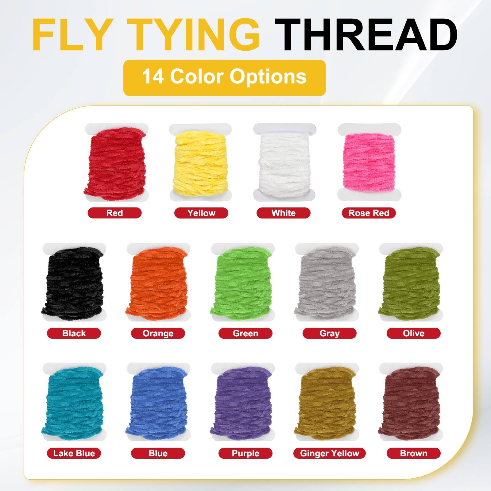 FLY TYING THREAD

14 Color Options

Red
Yellow
White
Rose Red
Black
Orange
Green
Gray
Olive
Lake Blue
Blue
Purple
Ginger Yellow
Brown
