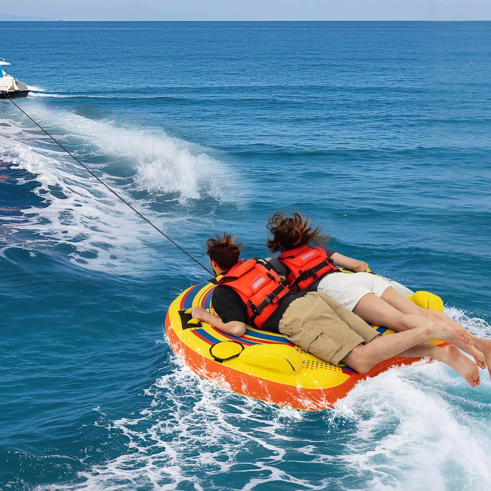 Alt View 2. Costway - Costway Towable Tube for Boating 1 or 2 Person Inflatable Boat Tube for Youth & Adult - Yellow.
