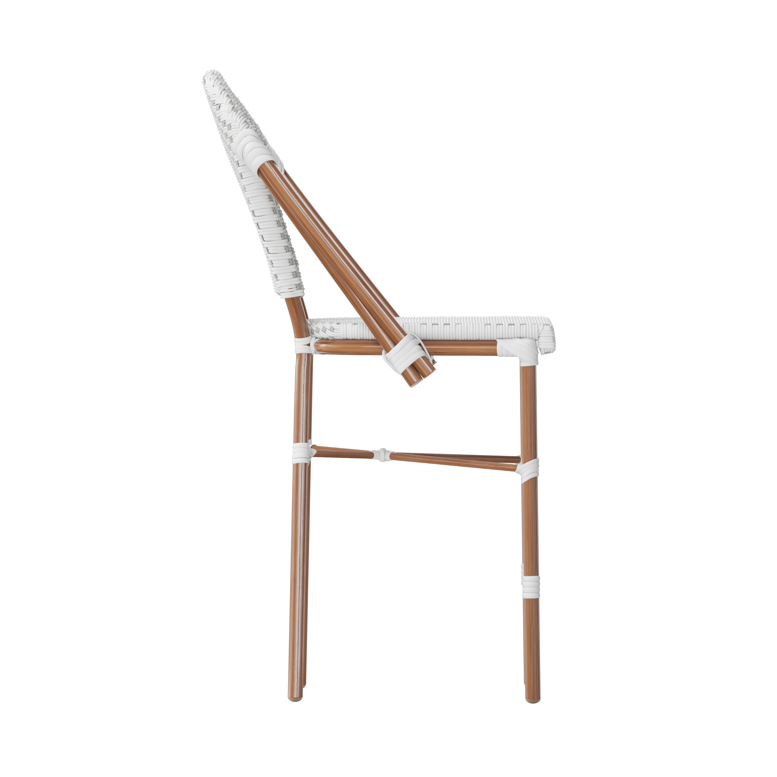 Alt View 9. Emma + Oliver - Colmar Set of Two Indoor/Outdoor 26" High Stacking Bistro Counter Stools with Patterned Seat and Back and Metal Frames - White & Gray/Natural Frame.
