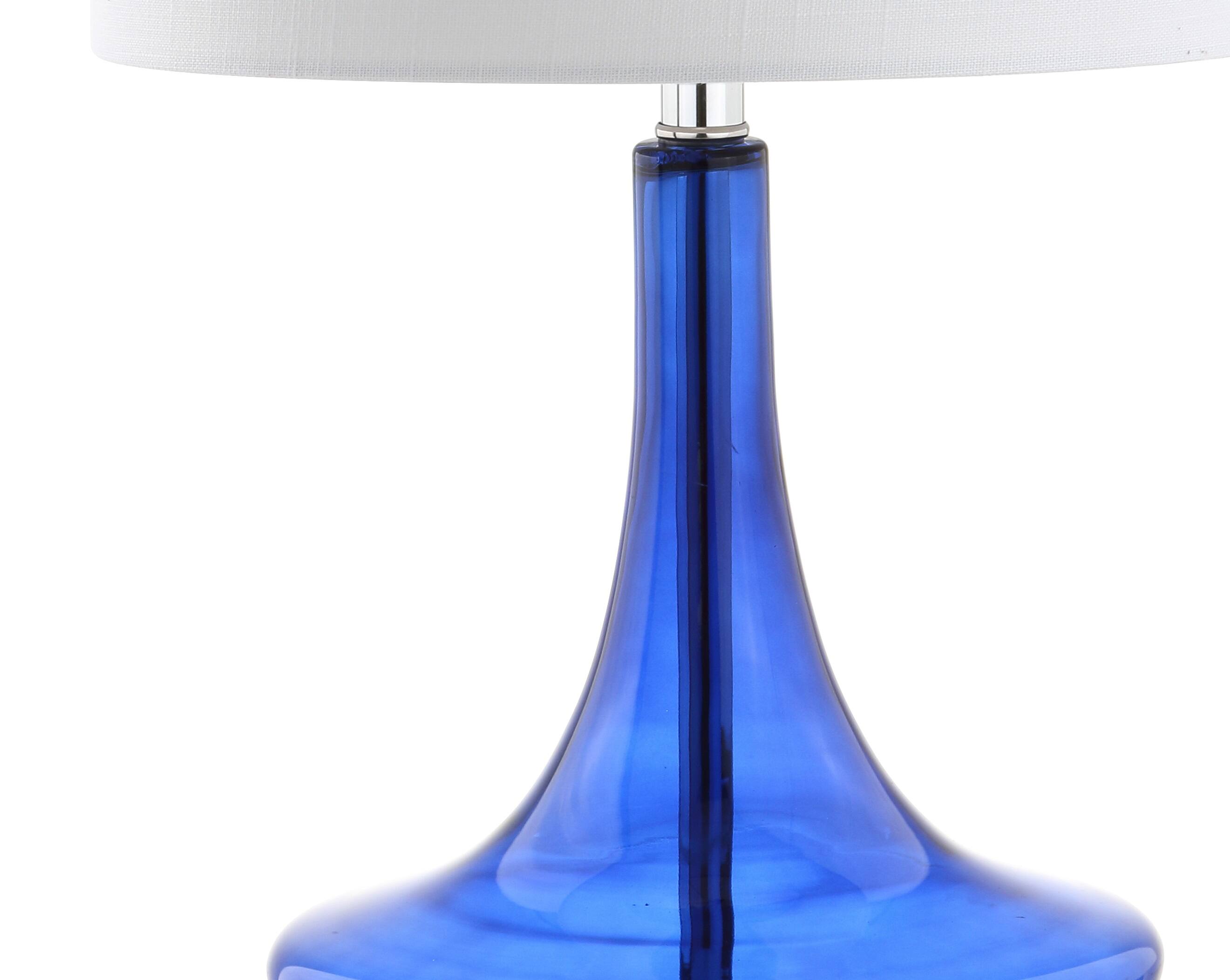 Alt View 6. Jonathan Y - Cecile 25.5" Glass Teardrop LED Table Lamp, Cobalt/Chrome (Set of 2) - Cobalt Blue.