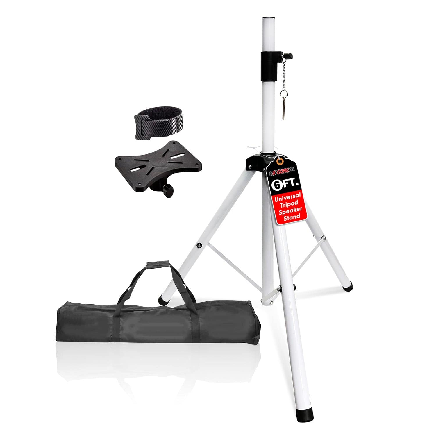5 CORE - Speaker Stand Height Adjustable Heavy Duty PA DJ Tripod Studio Monitor Stands w 35mm Insert - White