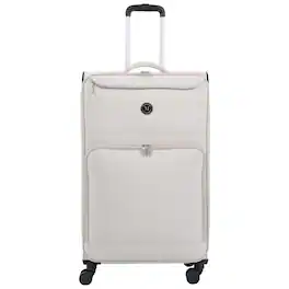 Martha Stewart - 31" Softside Luggage – Extra Large Expandable Spinner Suitcase with 8 Wheels & Front Pockets - LIGHT GREY