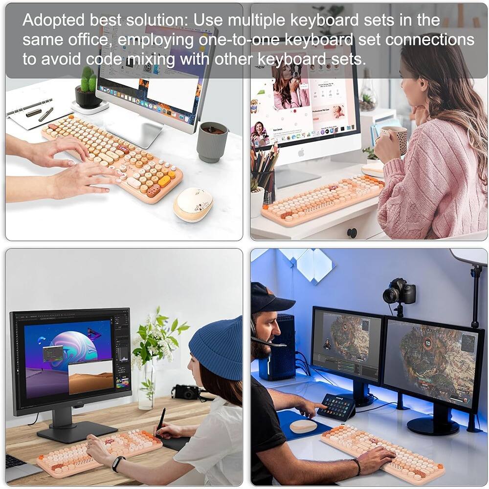 Adopted best solution: Use multiple keyboard sets in the same office, employing one-to-one keyboard set connections to avoid code mixing with other keyboard sets.