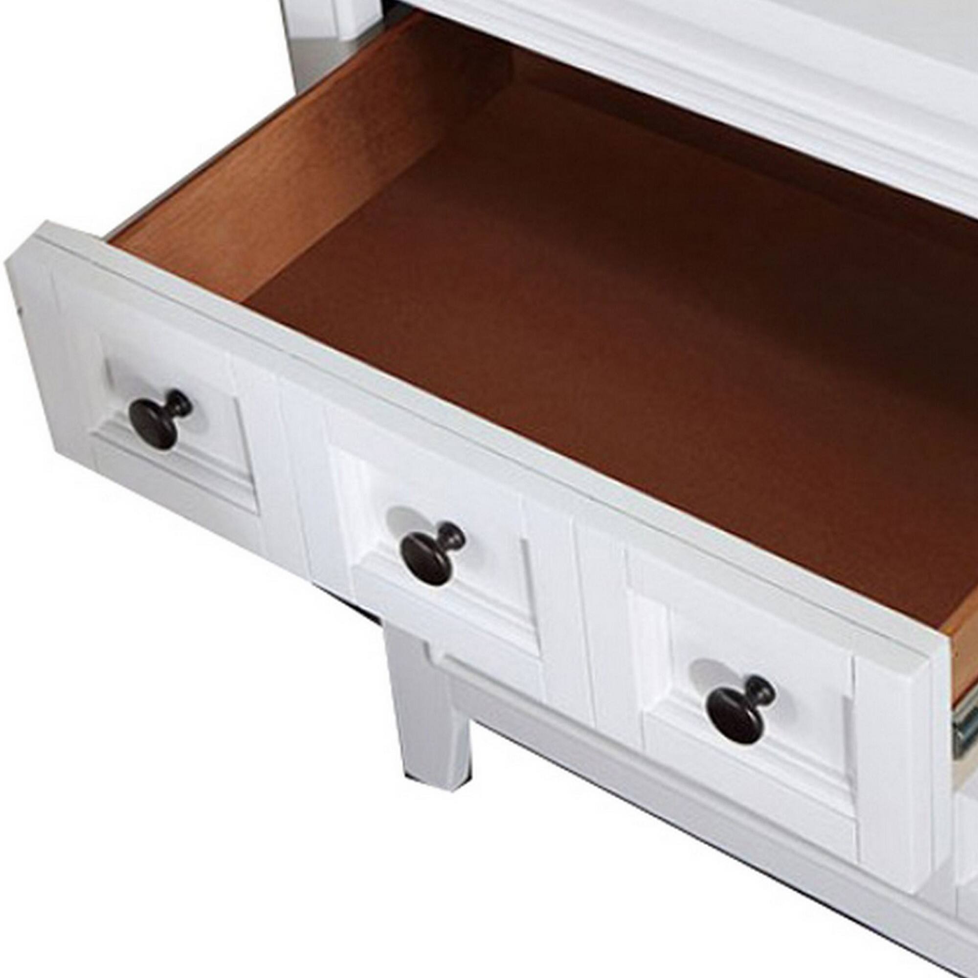 Alt View 2. Manhattan Lane - Cile 26 Inch Nightstand, 3 Panel Drawers - White, Black.