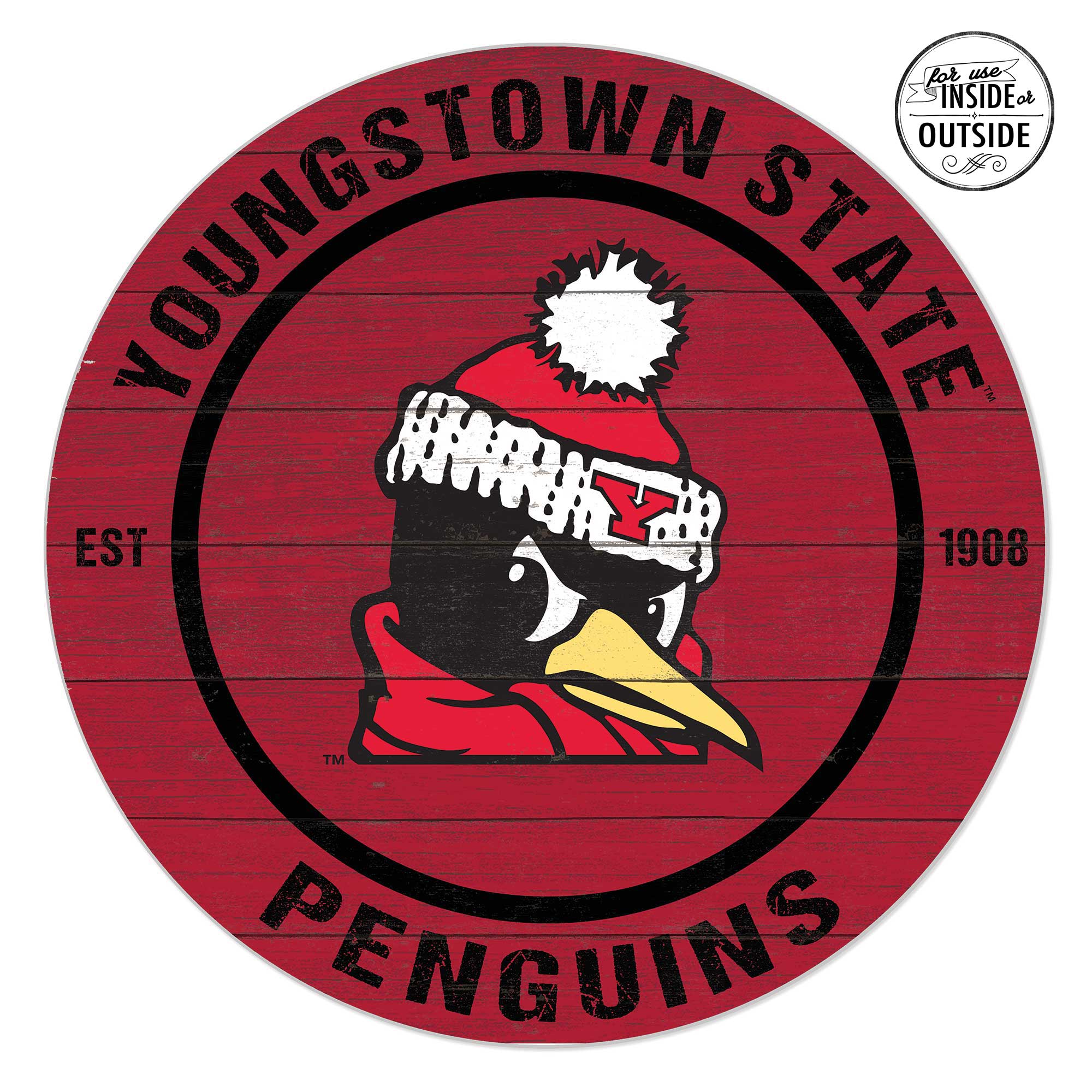 Youngstown State Penguins 20" x 20" Indoor/Outdoor Circle Sign