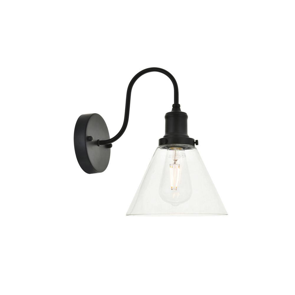 Alt View 6. Living District - Histoire 1 light black Wall Sconce - Black And Clear.