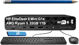 HP - EliteDesk 8 Mini G1a Business Desktop - AMD Ryzen 5 220 with Radeon 740M Graphics - 32GB Memory - 1TB SSD - Win 11Pro - Black