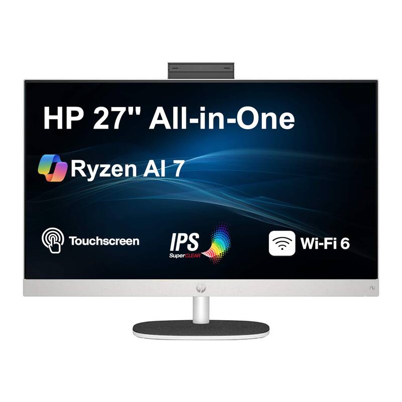 HP 27" All-in-One  
Ryzen AI 7  
Touchscreen  
IPS SuperCLEAR  
Wi-Fi 6