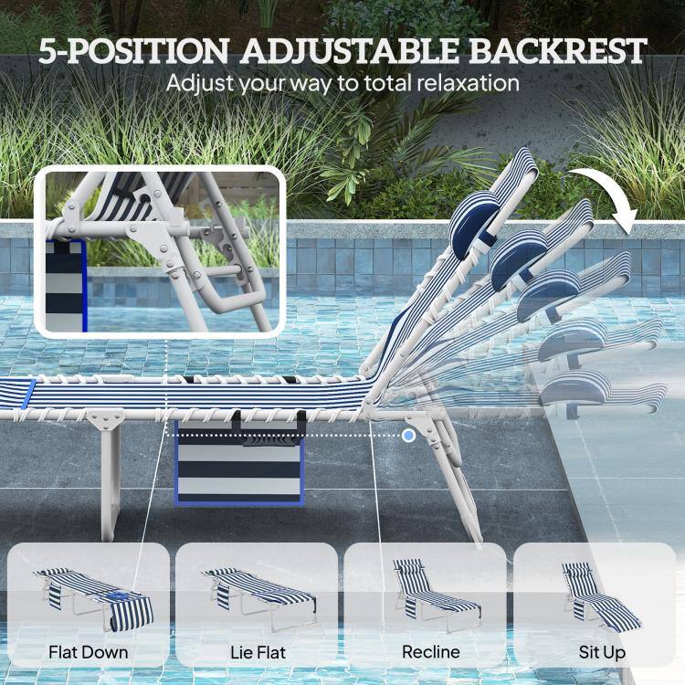 5-POSITION ADJUSTABLE BACKREST  
Adjust your way to total relaxation  

Flat Down  
Lie Flat  
Recline  
Sit Up
