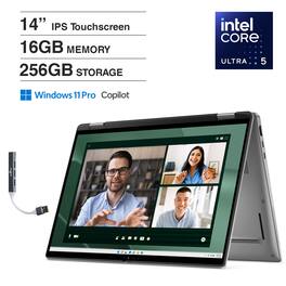 Dell - Latitude 7450 2-in-1 Laptop 14" Touch FHD+ Display (Intel Ultra 5-135U, 16GB LPDDR5X, 256GB SSD, Win 11 Pro) w/USB Hub - Smoke Gray