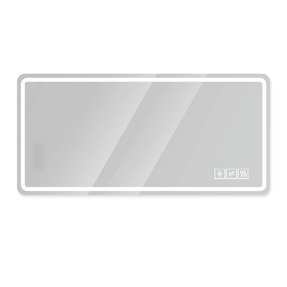 Alt View 7. Kadyn - 29"x39" Black Frame LED Bathroom Mirror, Rounded Corners/Temp Display/Tri-Color Light/Anti-Fog Tempered Glass, Black.