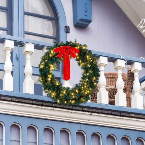 Alt View 7. Winado - 48in Christmas Wreath Pre-lit Artificial with LED Lights, Remote Control for Indoor Outdoor Holiday Party Decorations - Green.