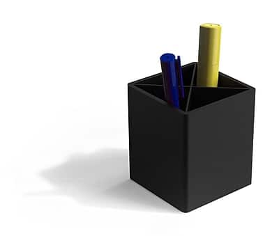 TRU RED - 4-Compartment Plastic Pen Holder - Black