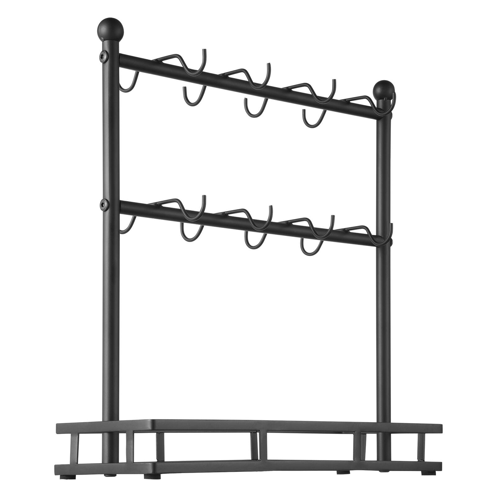 Alt View 5. VEVOR - Coffee Mug Holder for Countertop, 16 Hooks Coffee Cup Holder , 2 Tier Mugs Tree Rack Carbon Steel Mug Display Stand - Matte black.