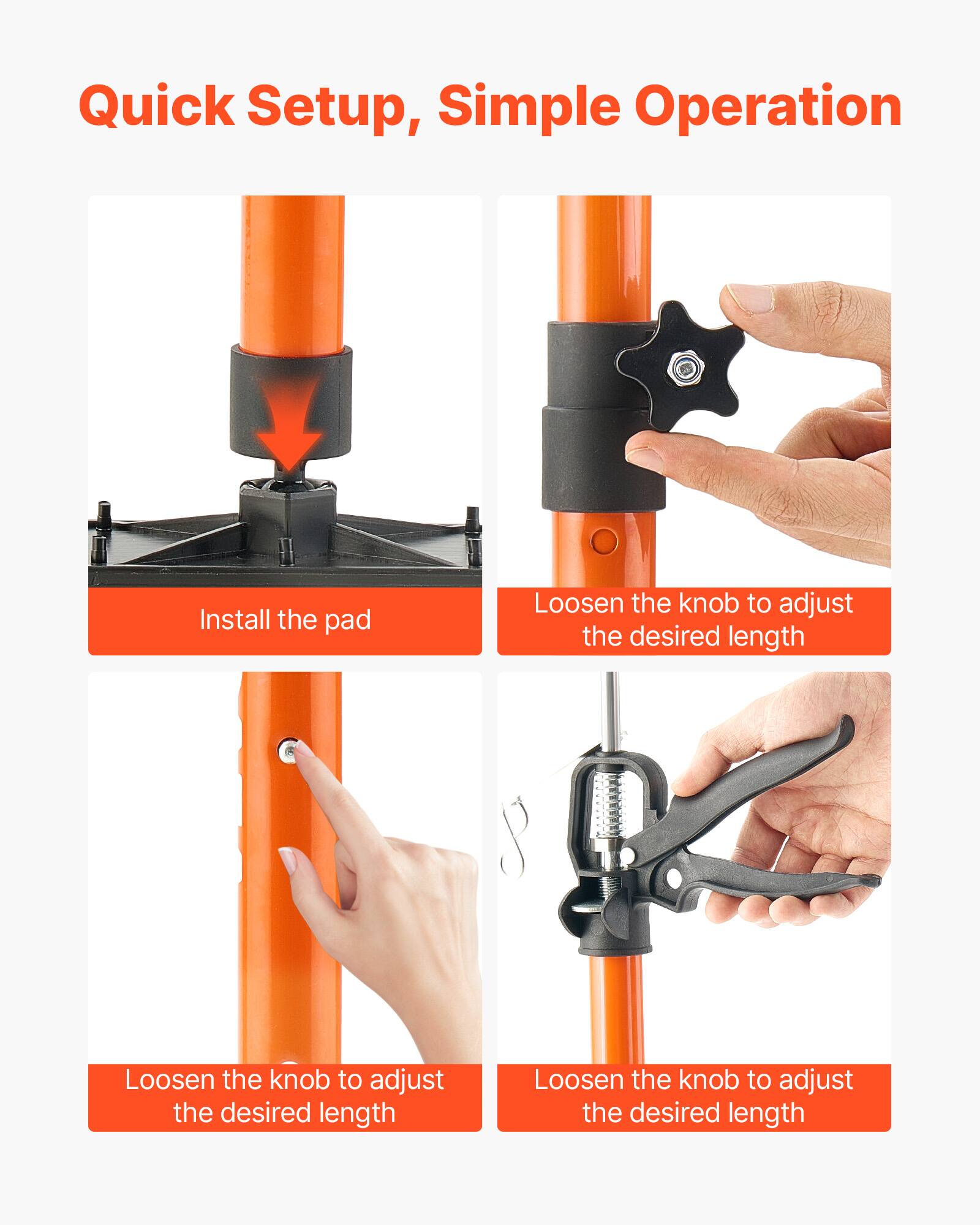 Quick Setup, Simple Operation

Install the pad

Loosen the knob to adjust the desired length

Loosen the knob to adjust the desired length

Loosen the knob to adjust the desired length