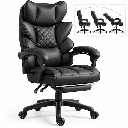 Front. Dowinx - Dowinx Big and Tall Office Chair with Pocket Spring Cushion,High Back Computer Gaming Chairs with Adjustable Armrests - Black.