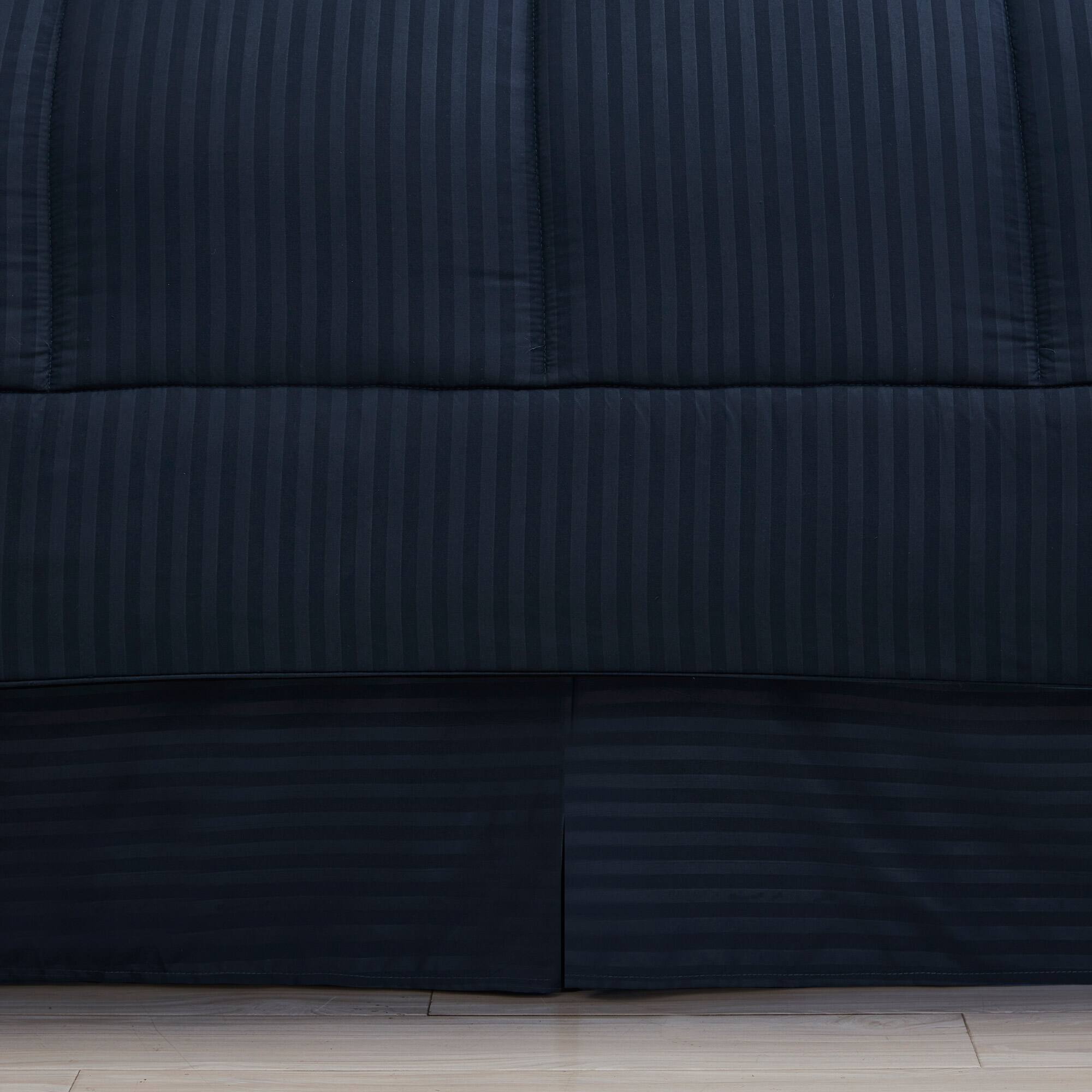 Alt View 1. Sweet Home Collection - 8 Piece Embossed Dobby Stripe Bed in a Bag All Season Complete Set with Sheets - Queen - Navy.