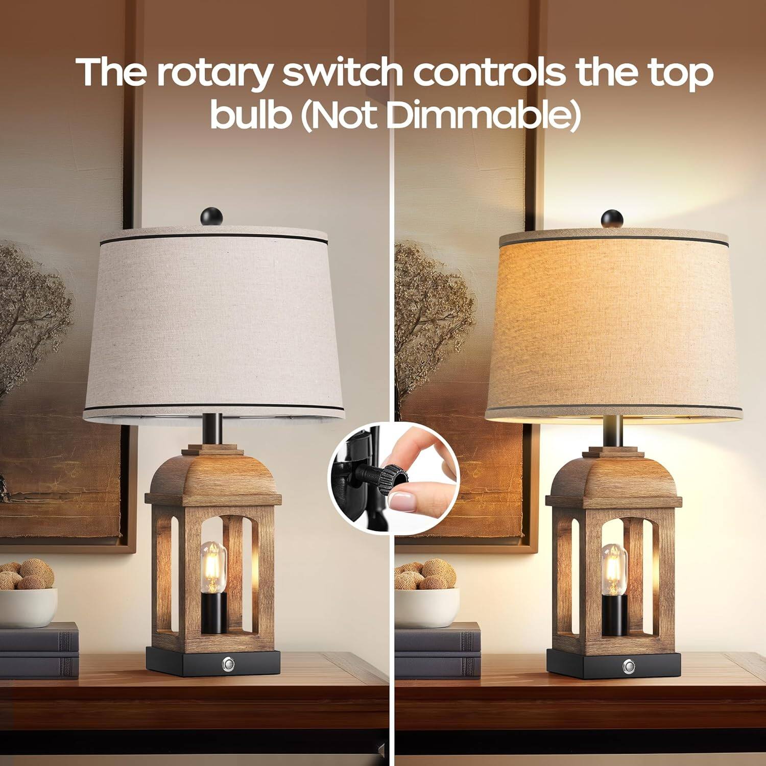 The rotary switch controls the top bulb (Not Dimmable)
