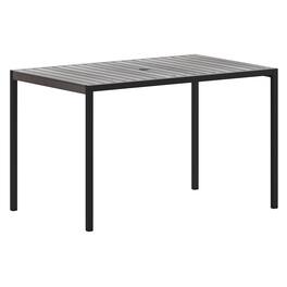 Emma + Oliver - All-Weather Faux Teak Patio Dining Table with Steel Frame - Seats 4 - Gray Wash Teak
