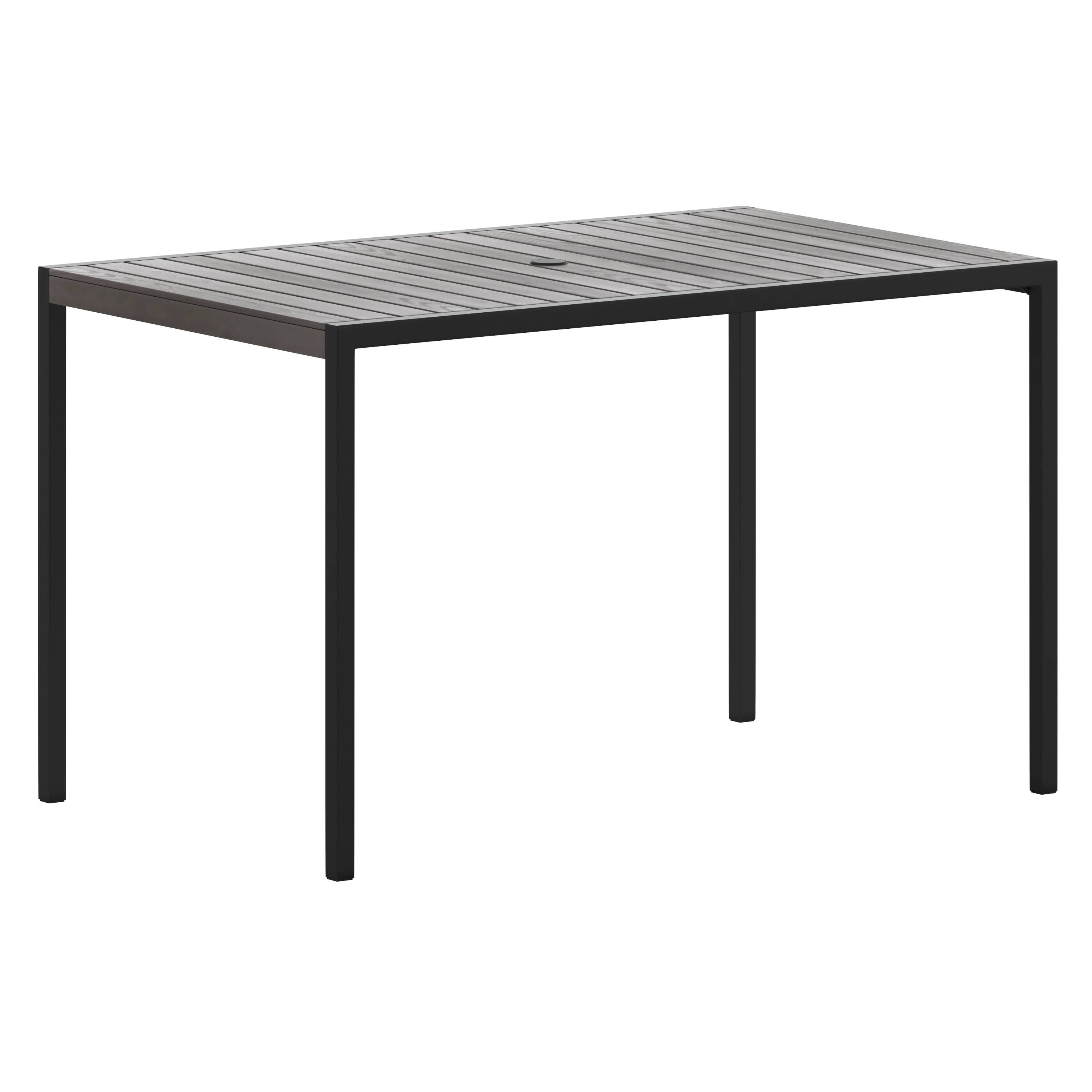 Front. Emma + Oliver - All-Weather Faux Teak Patio Dining Table with Steel Frame - Seats 4 - Gray Wash Teak.