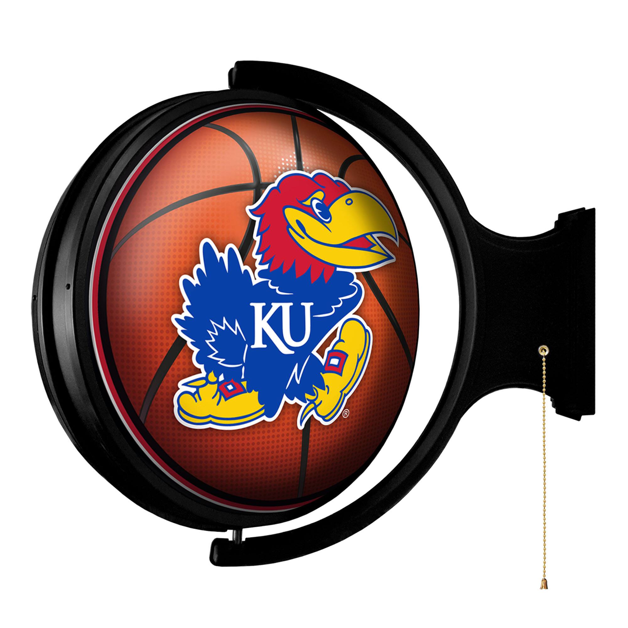 Alt View 1. The Fan-Brand - Kansas Jayhawks Basketball 21'' x 23'' Rotating Lighted Wall Sign - Multicolor.