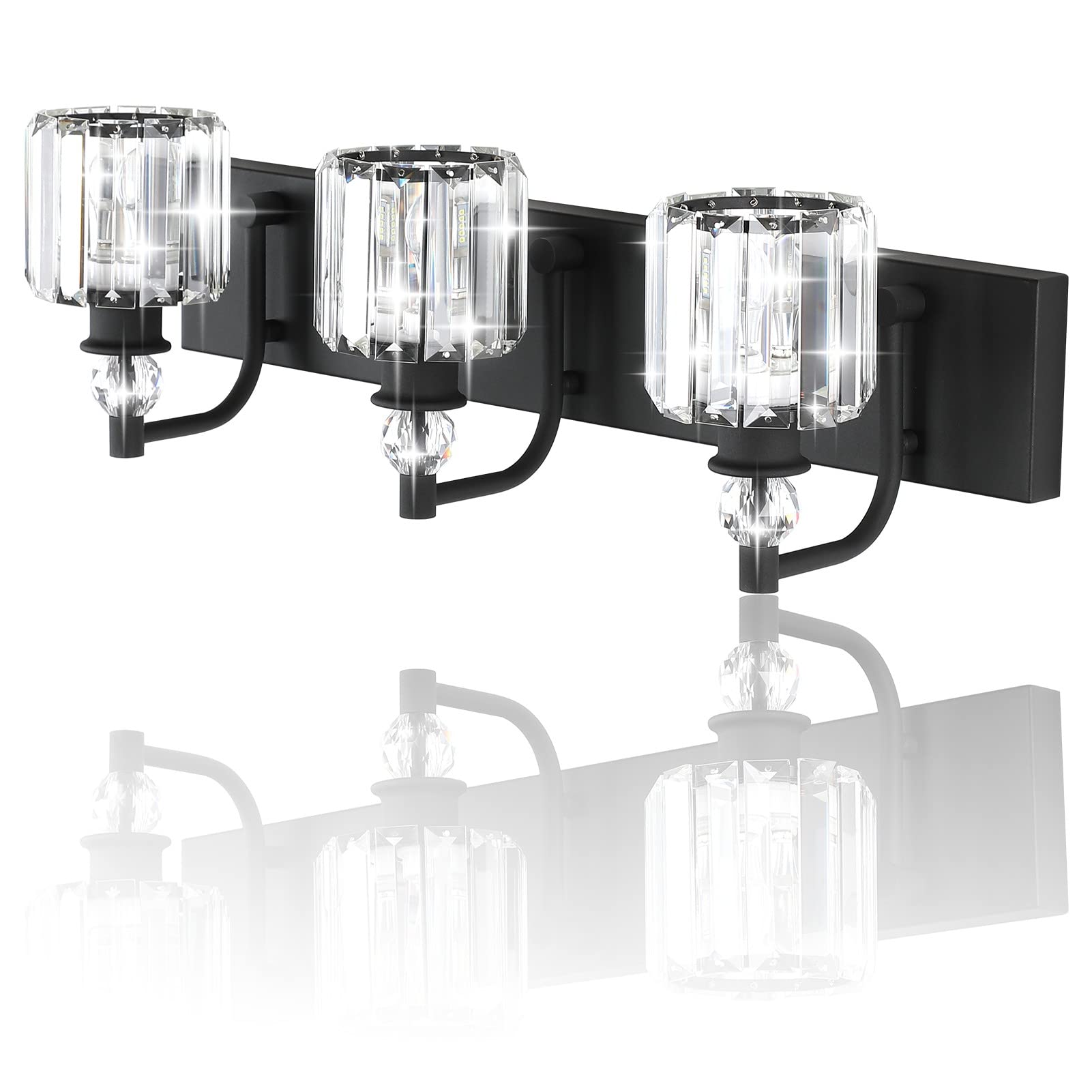 Left. Earthley Blooms - Crystal Bathroom Lights Fixtures Light Vanity Over Mirror Modern Matte Bath Wall - Chrome 40 inch.