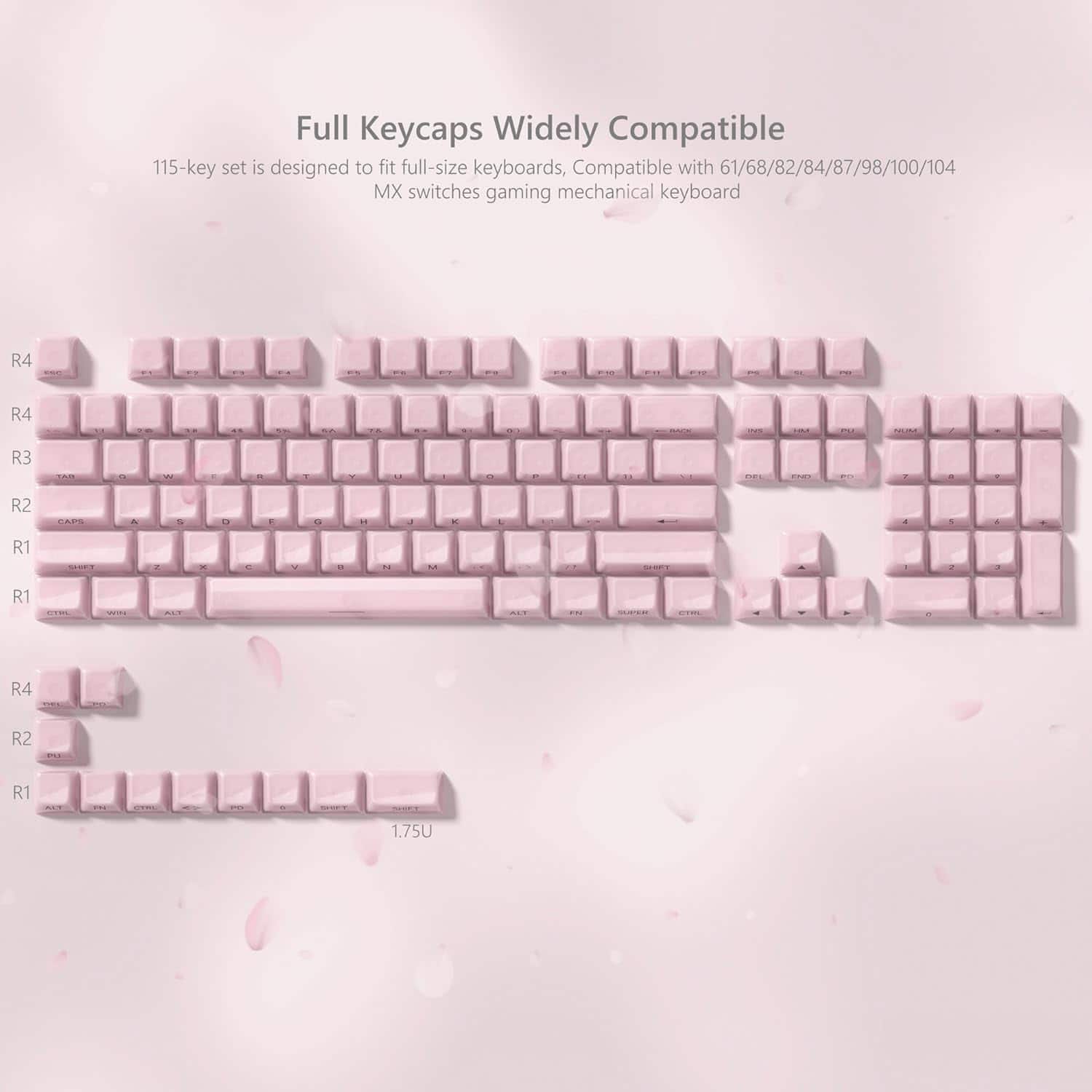 Womier - Jelly Keycaps,Ceramic Keycaps Style MDA Profile,Transparent Side Printed for Cherry MX Gateron Mechanical Keyboard - Pink