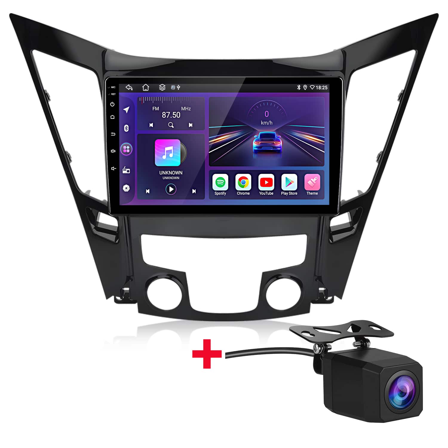 Junsun - Backup Camera 9"Android15 6+128GB carplay 8 Core For Hyundai Sonata 2011-2015 Car Stereo Radio GPS Navi RDS DSP SWC WIFI - Black